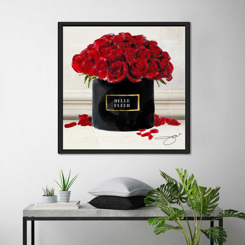 «Belle Fleur Red Roses (Square)» par By Jodi - impression, H 39,5 po x l 39,5 po x P 2 po, Cadre flottant noir