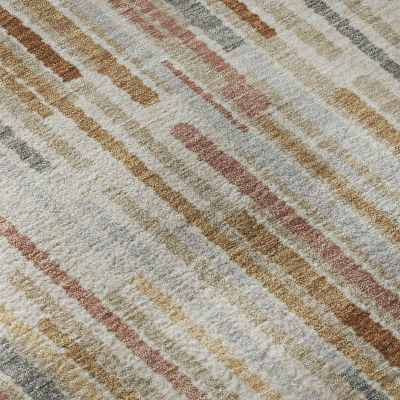 Premium Machine Washable Mayfield AMF2102 Striped Rug, Paprika, 10' x 14'