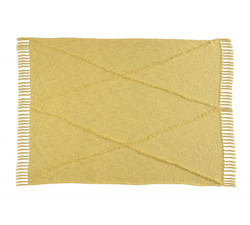 Jeté en coton tissé crème, Jaune