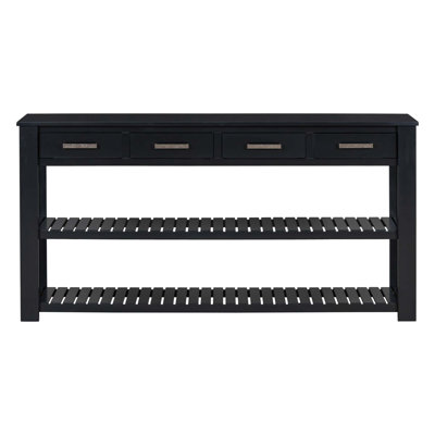 Entryway Console Table with 4 Drawers and 2 Shelves, Suitable for Entryways, Living Rooms.