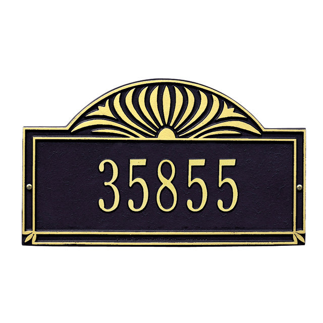 Plaque d'adresse murale 1 ligne Sunburst, Noir et or, Oui