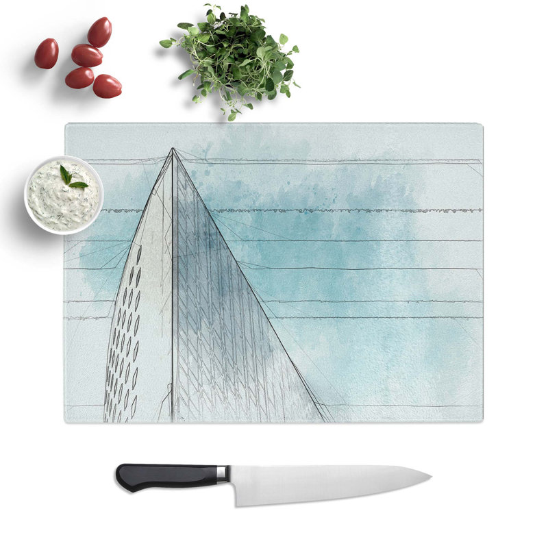 Tempered Glass Architecture Sketch Vol.24 Chopping Board, 39 cm W x 28.5 cm L