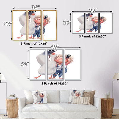 " Little Girl With Albatros I " 3 - Pieces