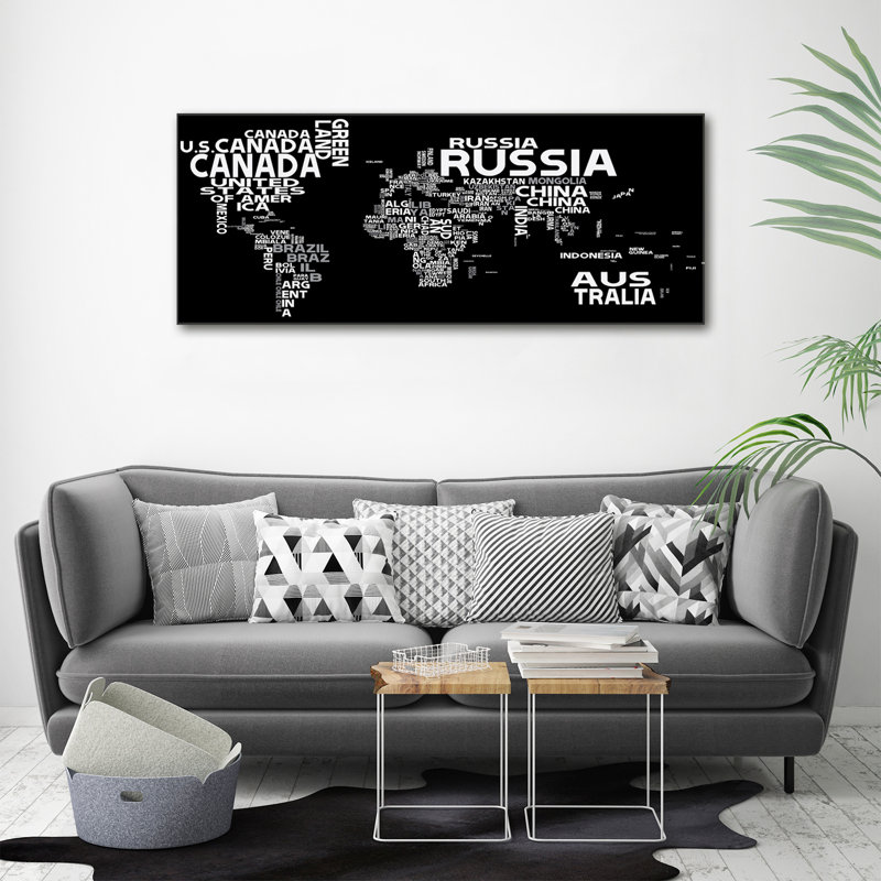 World Map With Subtitles - Wrapped Canvas Print
