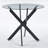 Black Dining Table With Cross Metal Leg And Tempered Glass,Modern Space Saving Kitchen Table For Living Room