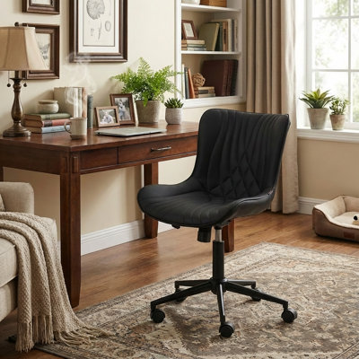 Brionni Upholstered Task Chair Swivel Executive Chair Faux Leather Home Office Chair with Wheels