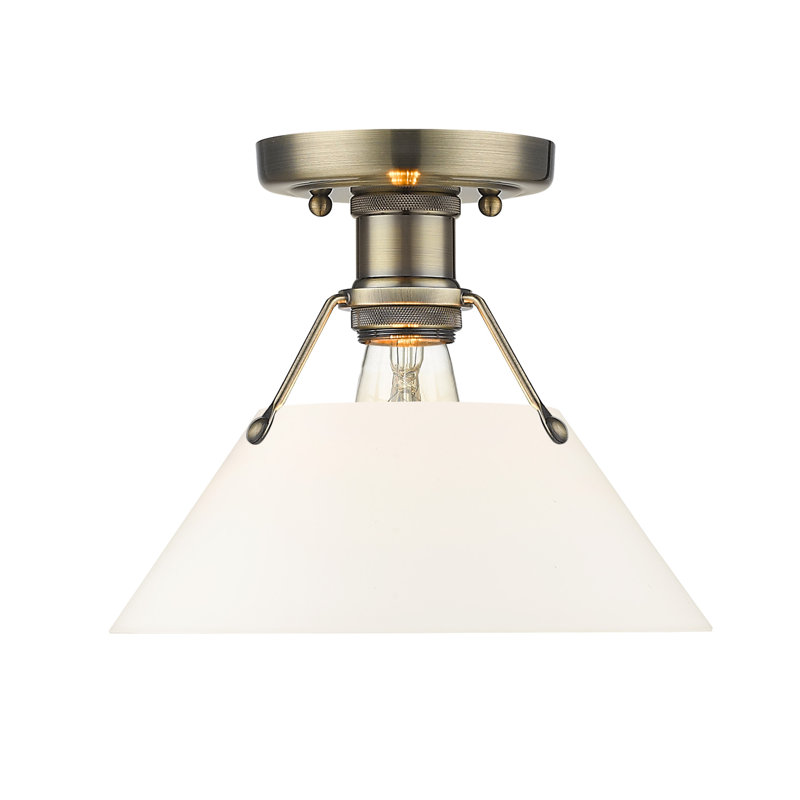 Weatherford Flush Mount, Aged Brass, Opal Glass