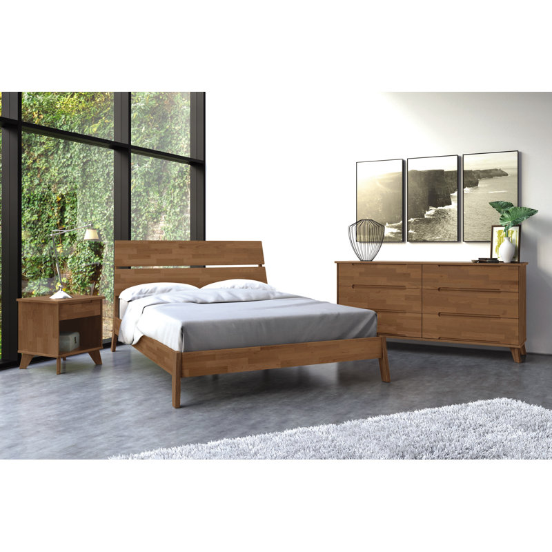 Linn 1 - Drawer Solid Wood Nightstand, Saddle Cherry
