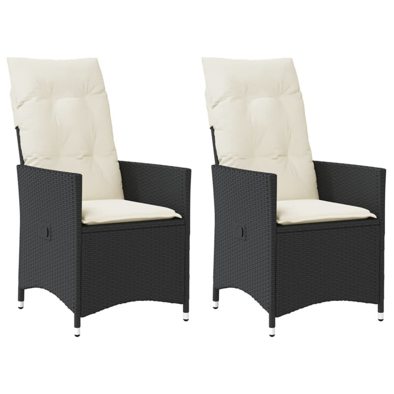  Ensemble de 2 chaises de jardin inclinables noires