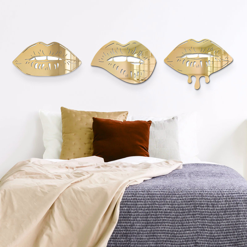 Miroir mural Lips, H 10 po x l 57 po x P 1 po, Or