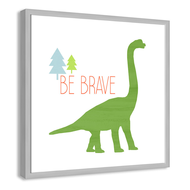 Dino Brave 1 ', art encadré, 22.5" H x 22.5" W x 1.18" D, Encadré de boîte argent