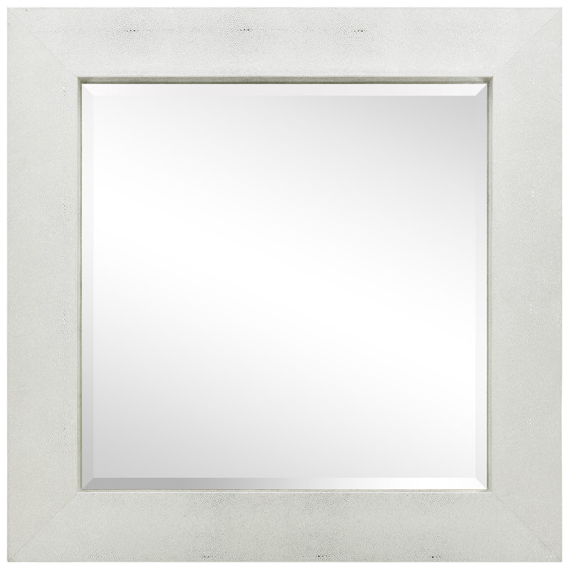 Torbert Square Leather Mirror, Silver/White