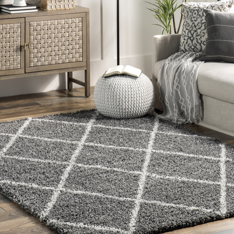 Callum Moroccan Shag Power Loom Performance Gray Rug, Rectangle 9'2" x 12'