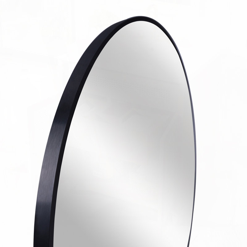 Metal Round Bathroom Mirror, Black
