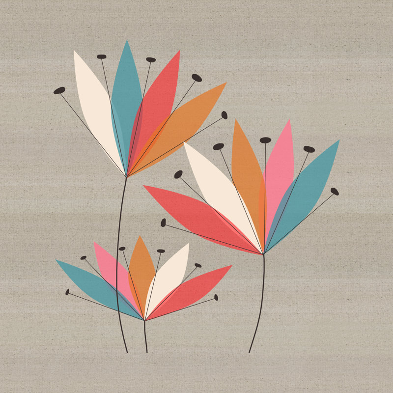 Modern Abstract Block Floral - Wrapped Canvas Print, 30cm H x 30cm W x 3.8cm D