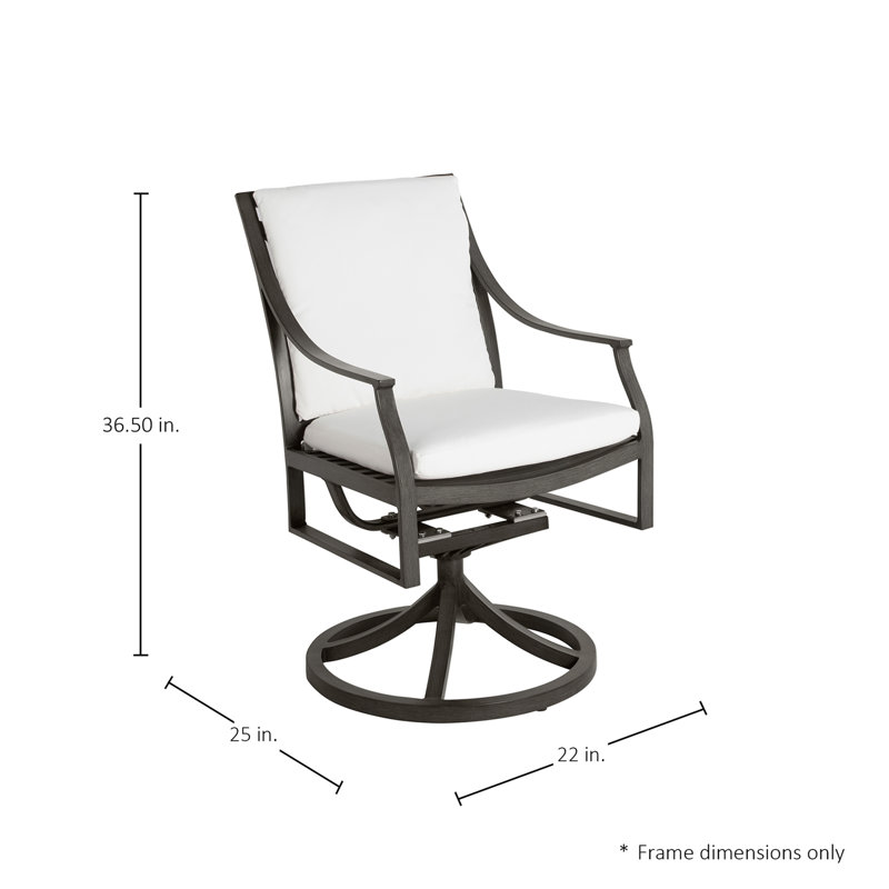 Monaco Wrought Aluminum Outdoor Swivel Rocking Arm Chair, No Welt, Check Plaid Taupe