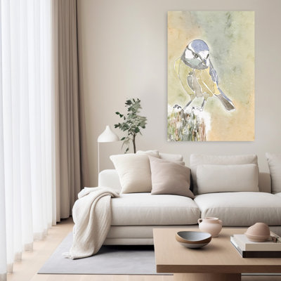 Contemporary Art Elegant Abstract Contemporary Bird Winter Landscape Wall Art 1 Piece Wrapped Canvas Wall Art