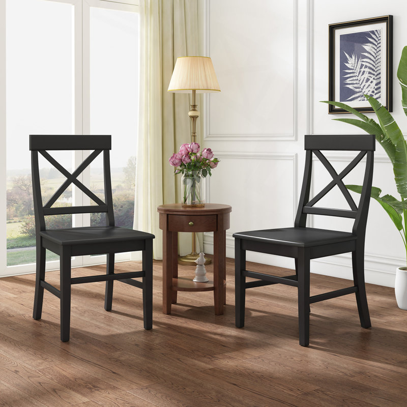 Ensemble de 2 chaises de salle à manger en bois d'acacia Farmhouse, Noir