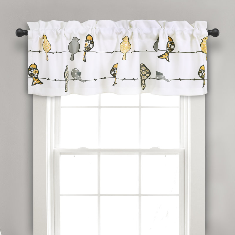 Rowley Birds Tailored Window Valance, Yellow/Gray