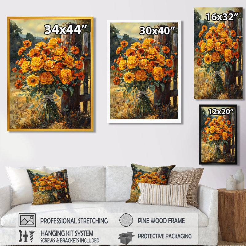 Sachiko - impressions sur toile florales, Black, 20" H x 12" W, Reproduction encadrée d'une seule photo