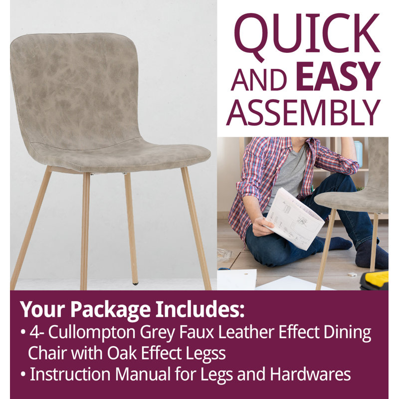 Mose Upholstered Dining Chair x4, Brown, 4