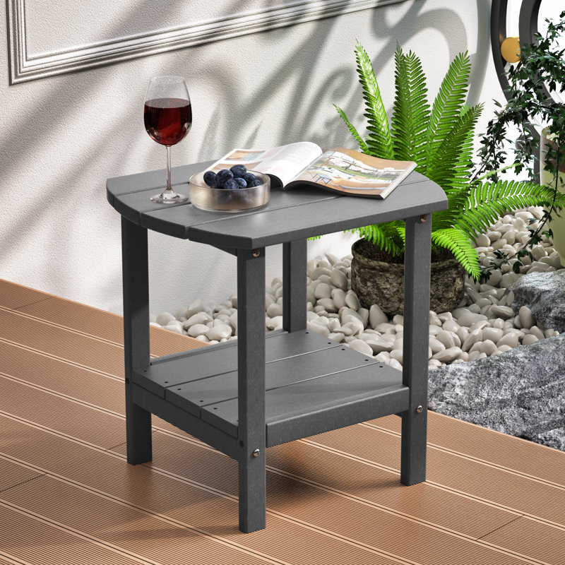 Patio Adirondack Side Table, Outdoor End Tables All-Weather Resistant HDPE Humidity-Proof Long Time Use for Deck, Lawn,Garden, Porch, Backyard End Table