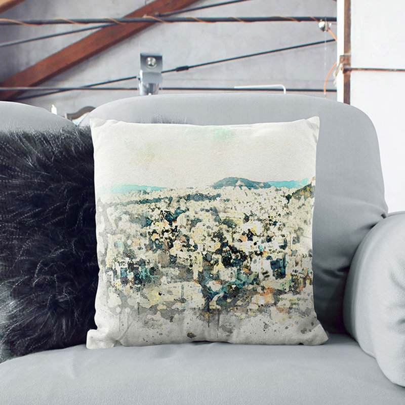 Floral Square Throw Cushion, White, 55 x 55 cm