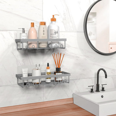 Support de rangement pour tablette de douche, panier de tablettes de salle de bain auto-adhésif