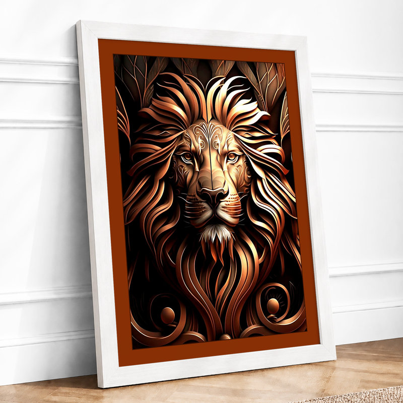 Noble Lion Art Deco - Print, A1 - 84.1 x 59.4 cm, White