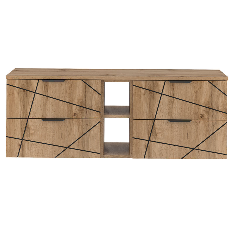 Aree Wall Mounted Required Bathroom Storage Furniture Set, Natural