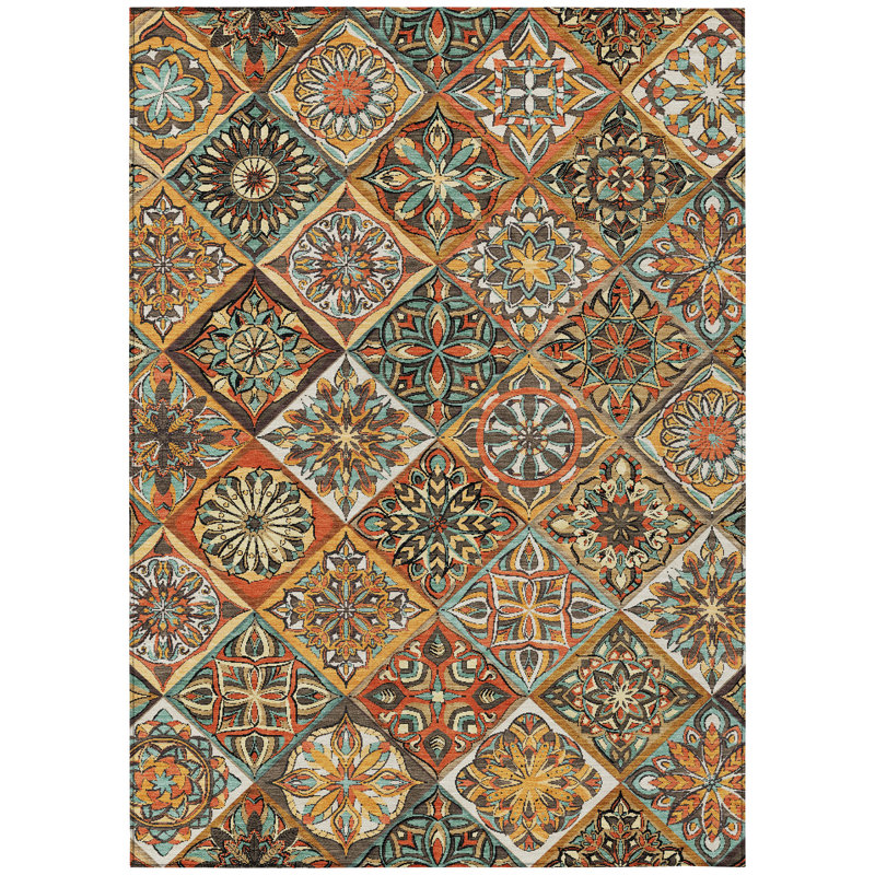 Machine Washable Indoor/Outdoor Boruta ACN2256 Panels Rug, Rectangle 8' x 10'