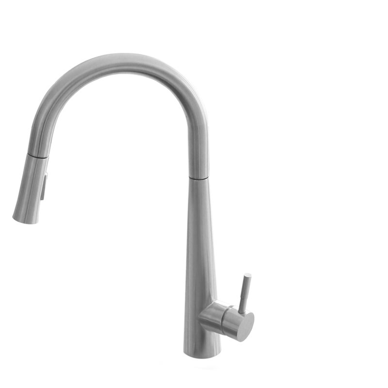 Modern Faucet Stylish Siena One-Handle Pull Down Kitchen Faucet, Brushed Stainless Steel