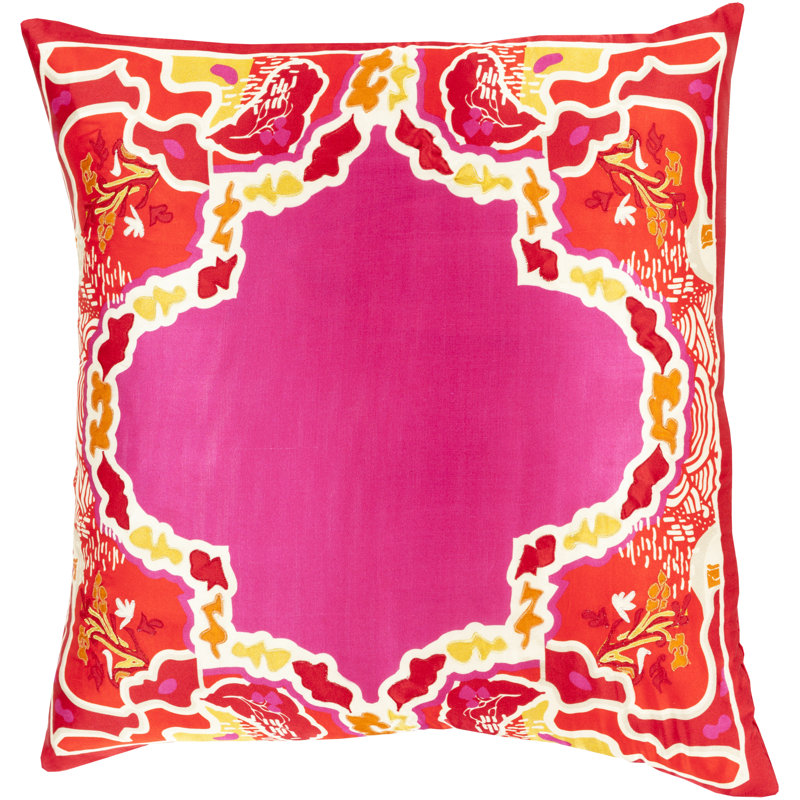 Silk Throw Pillow, 18" H x 18" W x 4" D, Light Magenta, Down