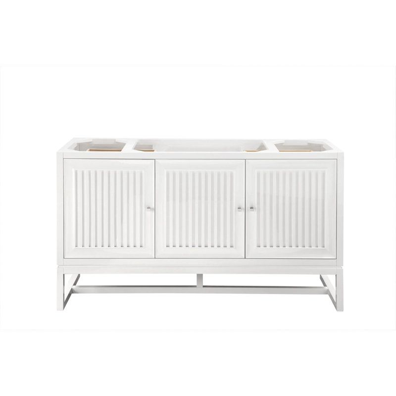 Athens 60'' W Single Vanity, Glossy White, White Zeus, 8" Widespread