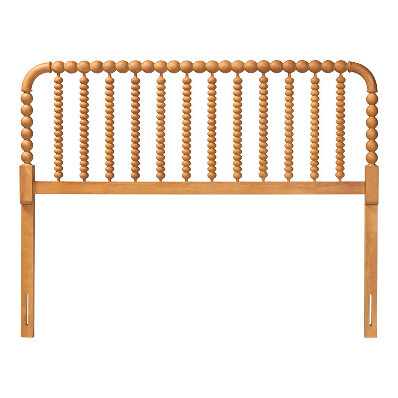 Baxton Studio Finley Turned Bobbin Headboard - Crafted Wood Panel with Decorative Spindle Design for Cottage Farmhouse Bedroom, Full, Oak Brown