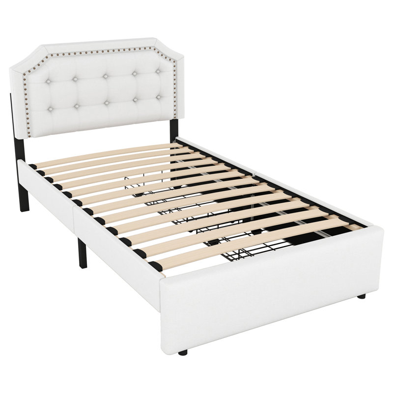 Sakath Upholstered Storage Bed, Beige