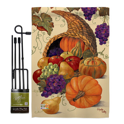 Cornucopia récolte & de polyester à impressions de 2 côtés 18,5 x 13 po ensemble de drapeau