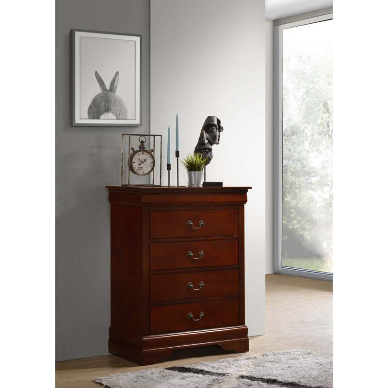 Commode 4 tiroirs, tiroirs de commode, Cerisier