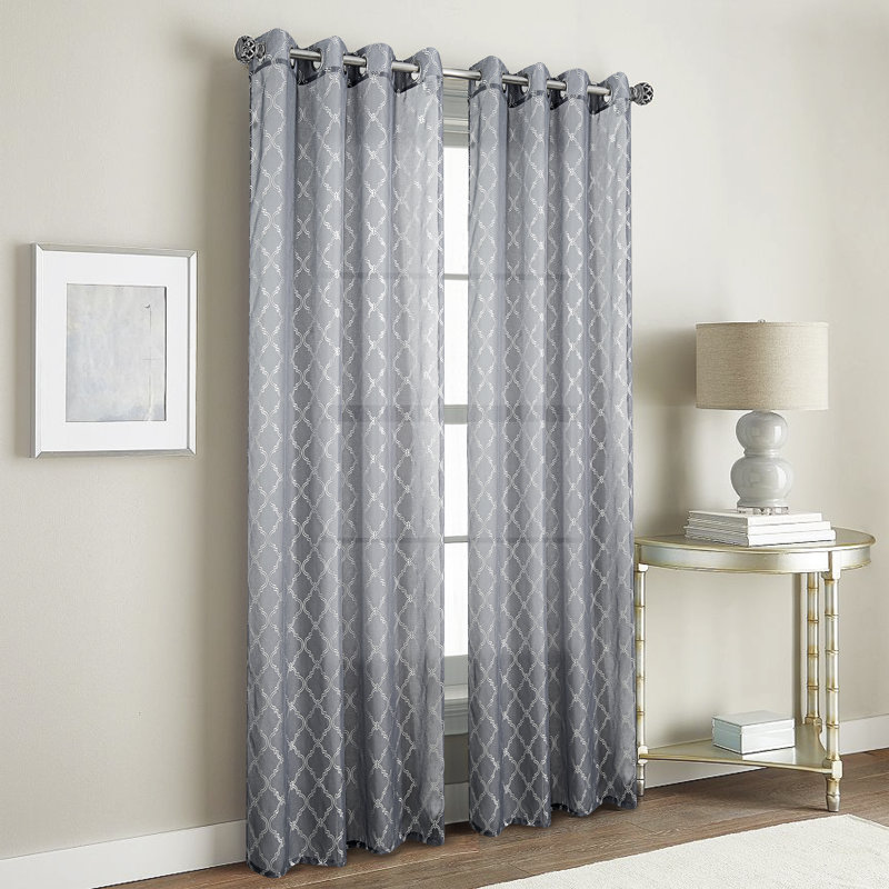 Mcardle Semi Sheer Curtain Single Panel, Charcoal