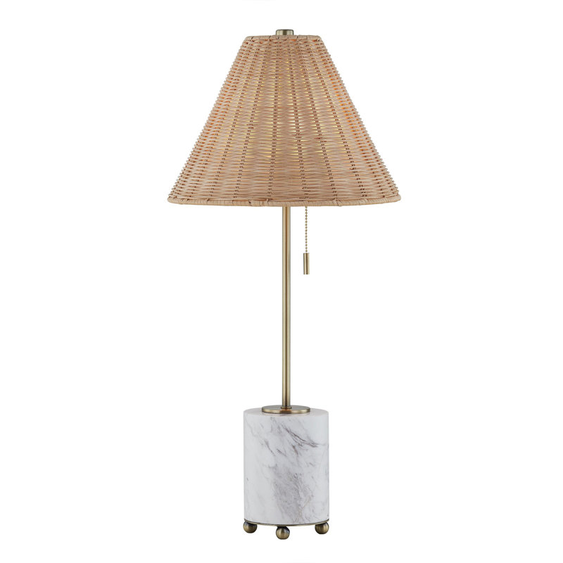 Judith 28" Buffet Lamp with Linen Shade, Marble