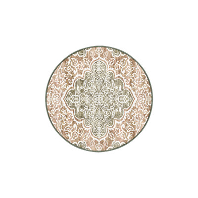 Tapis oriental beige / vert en chenille / polyester tissé à la main Firdevs