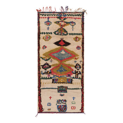 One-of-a-Kind 2'7”x5'9” 1950s Wool Area Rug