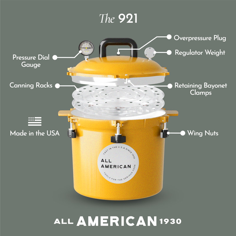 Mustard Yellow 21.5 Quart Aluminum Pressure Cooker/Canner