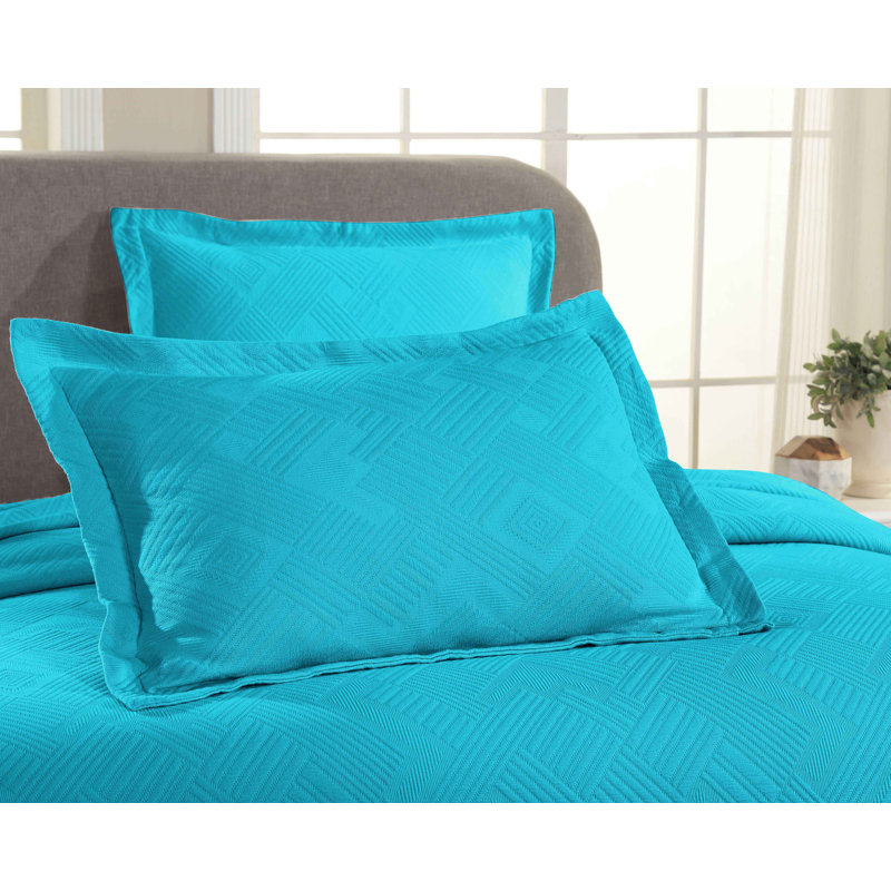 Scotia 100% Cotton All-Season Geometric Fret Jacquard Matelasse Bedspread/Coverlet Set, King Bedspread + 2 Shams