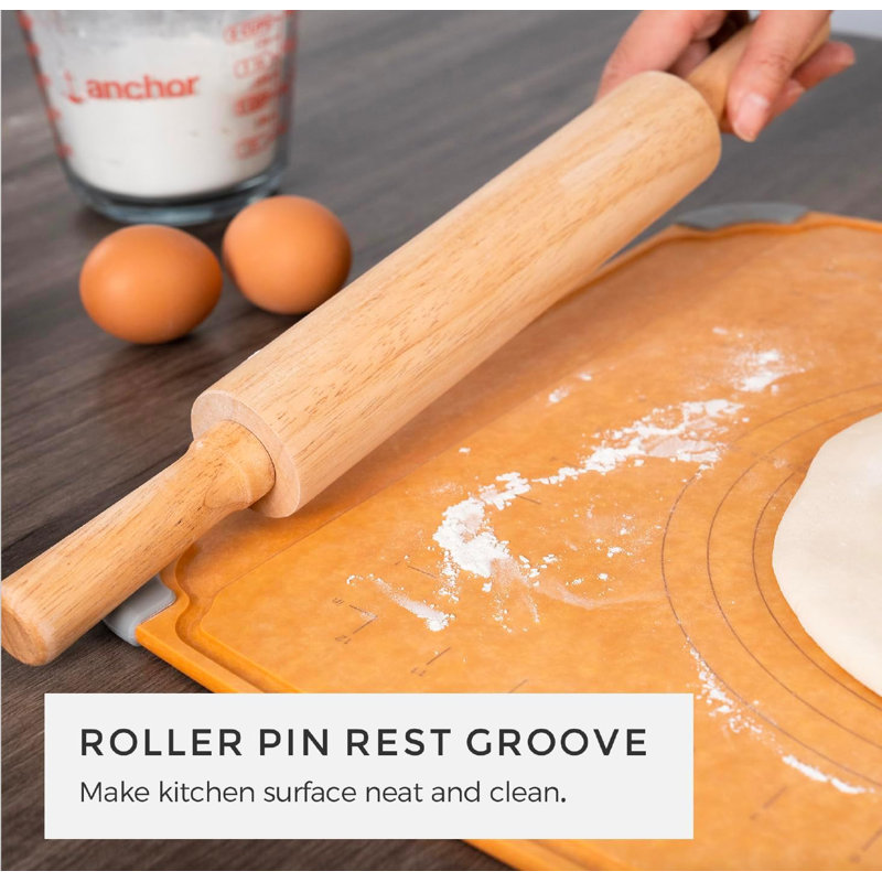Planche à découper et à pâtisserie Elihome Essential pour la cuisine, planche à découper en fibre de bois pour la cuisine, sans couteaux, lavable au lave-vaisselle, pieds antidérapants, rainure à jus, non poreuse, écologique, 15 po x 18 po
