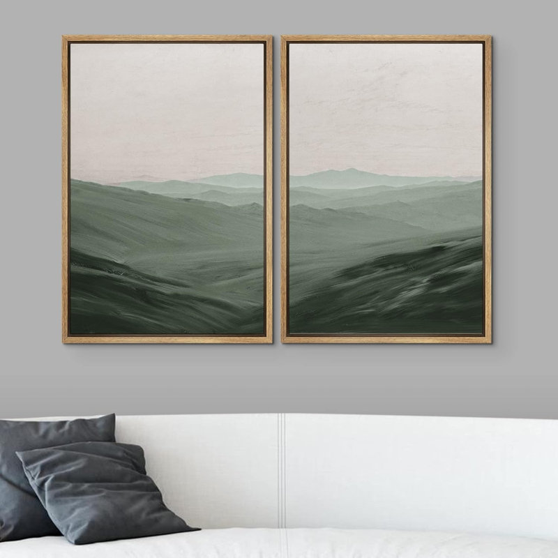 «Pastel Watercolor Geometric Landscape», 2 pièces, Naturel, H 36 po x l 24 po