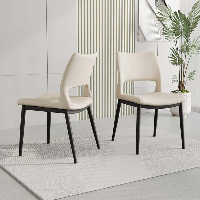 Chaises de salle à manger en similicuir, Blanc