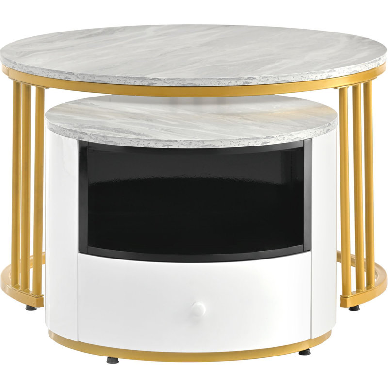 Aloisius Frame Coffee Table with Storage, White