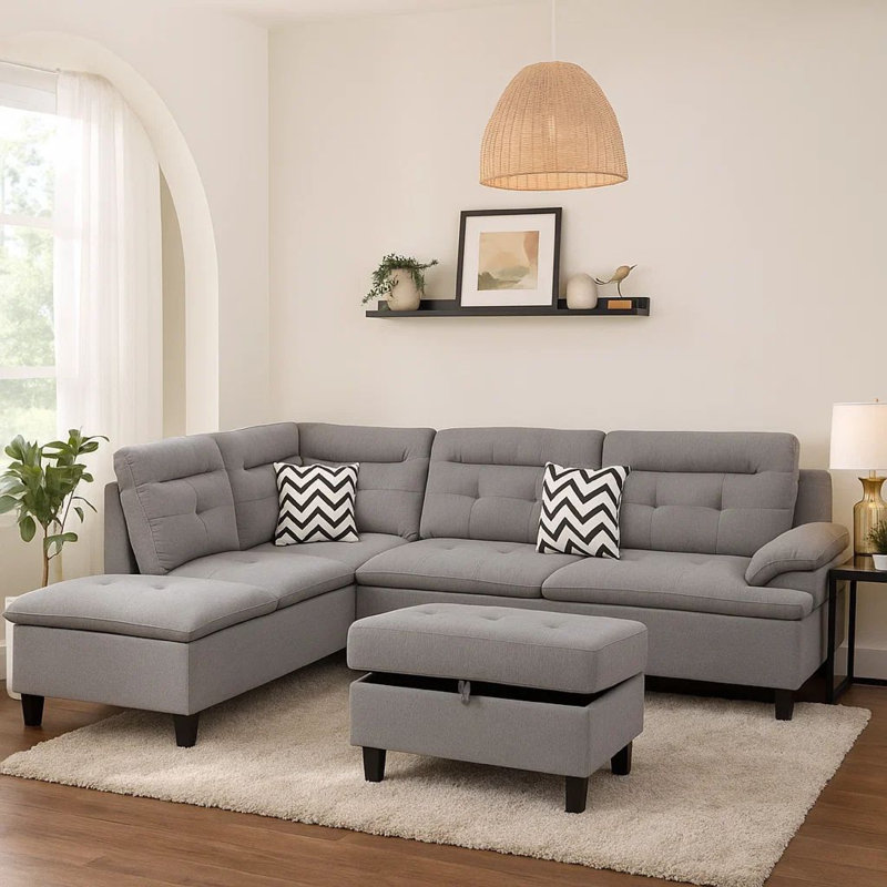 Canapé modulaire 2 pièces Safarov, Velours gris