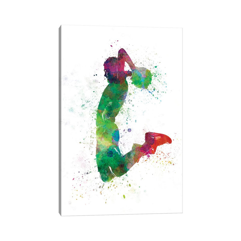 Young Man Basketball Player Dunking II by Paul Rommer - Painting on Canvas, Wrapped Canvas